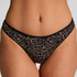 Wysoko wycięty string Leopard Tara, Czarny