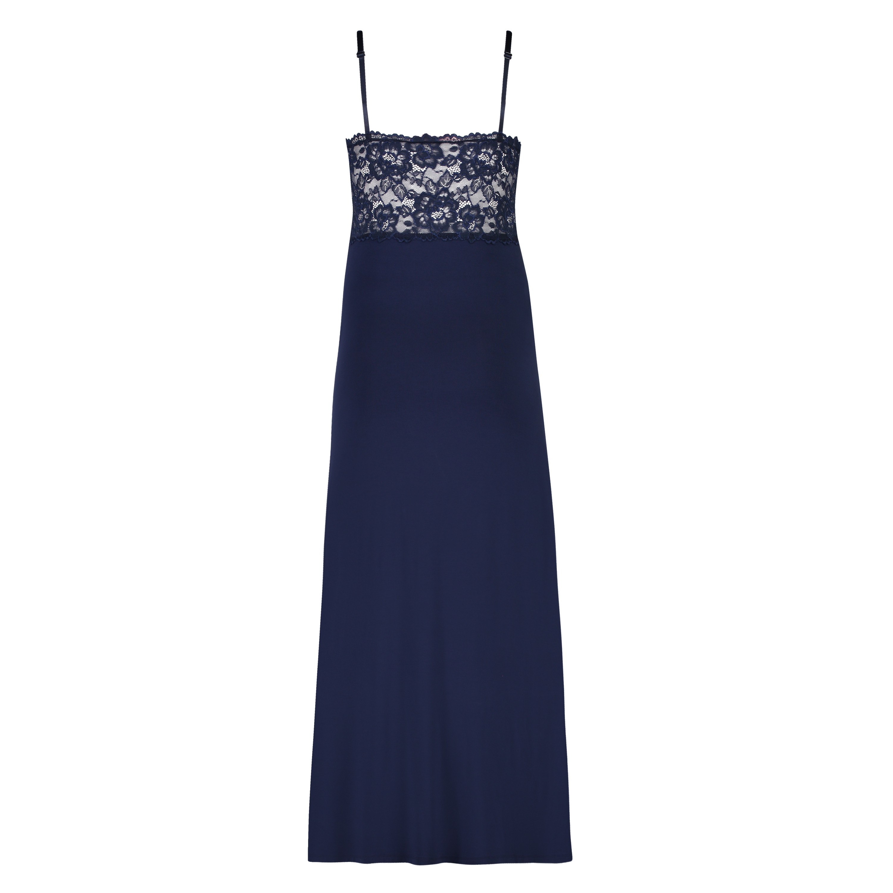 Long slip dress Modal lace, Niebieski, main