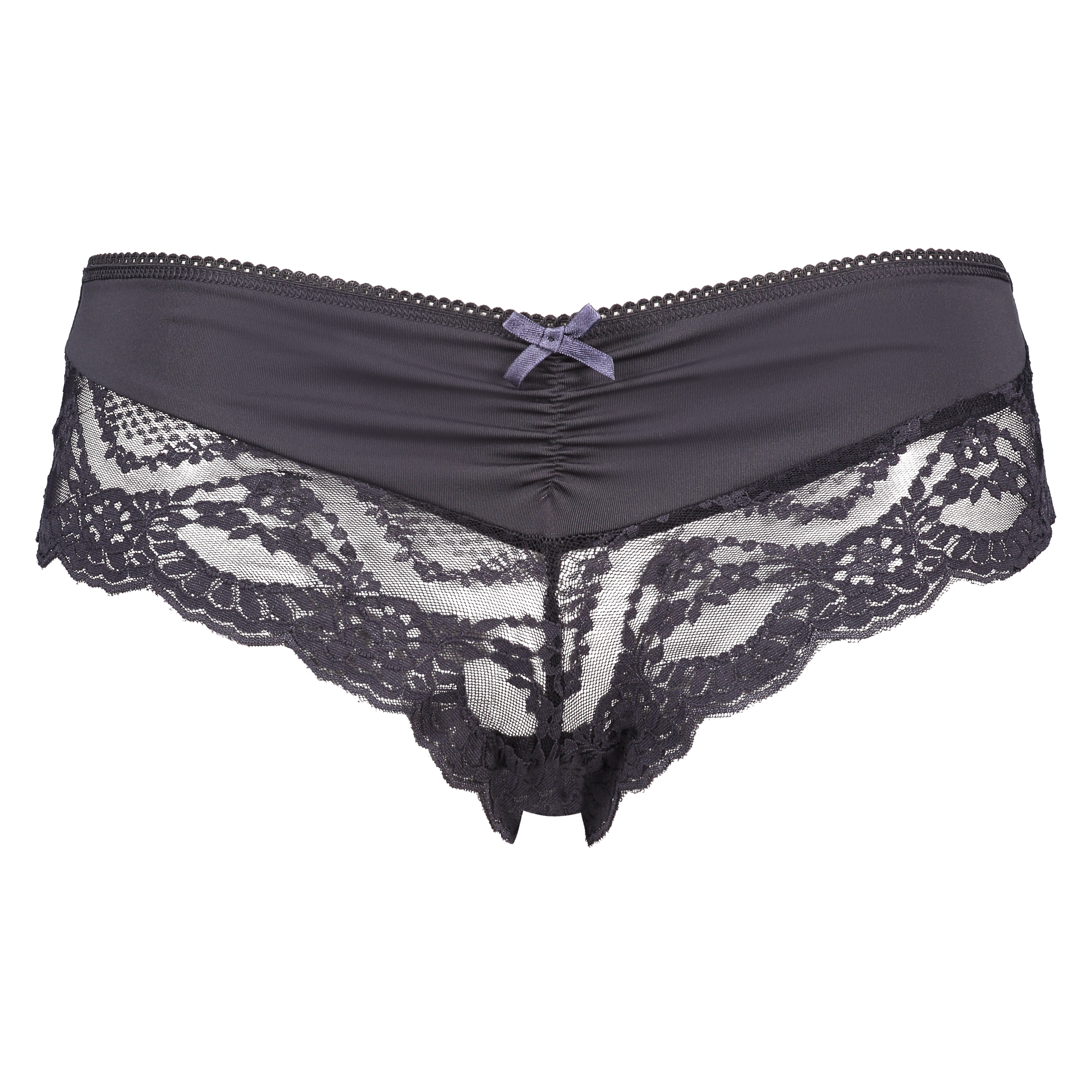 Ruched lacey brazilian micro contrast, Szary, main