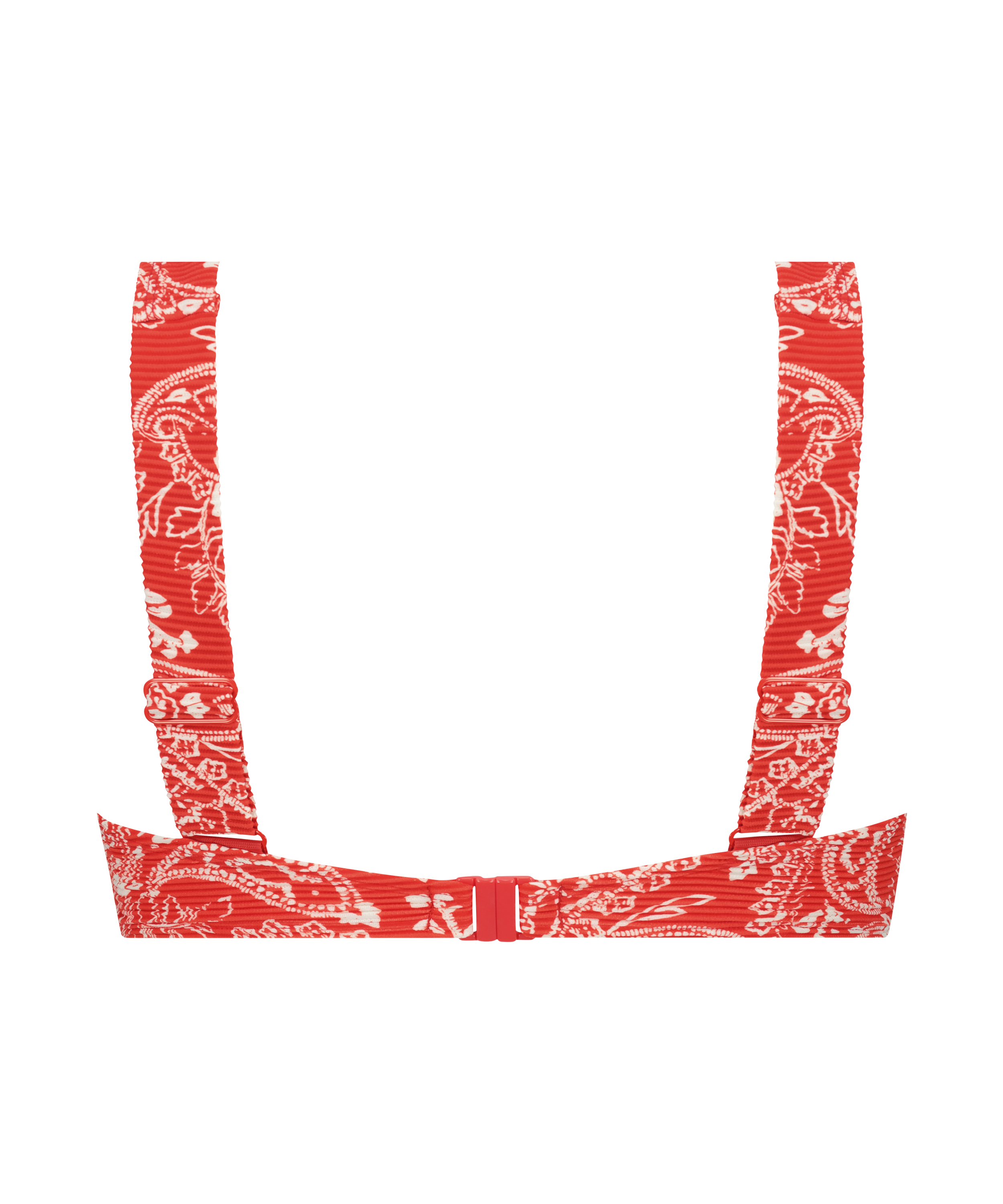 Nieusztywniona g&oacute;ra od bikini z fiszbinami i wzorem paisley, Czerwony, main