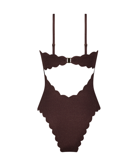 Kostium kąpielowy Bandeau Scallop, Brązowy