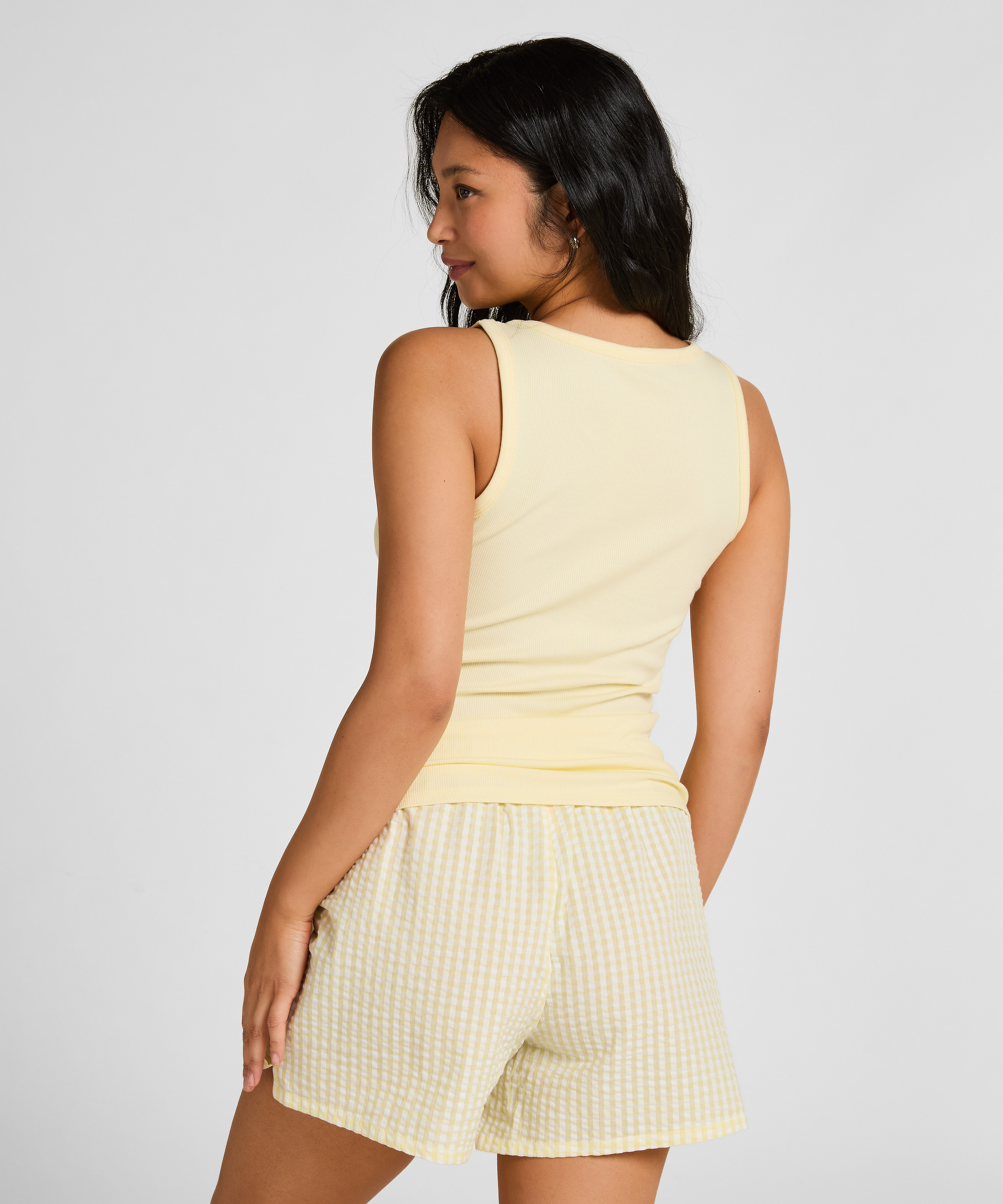 Szorty Piżamowe Seersucker, Ż&oacute;łty, main