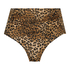 Figi bikini z wysokim stanem Leopard, Brązowy