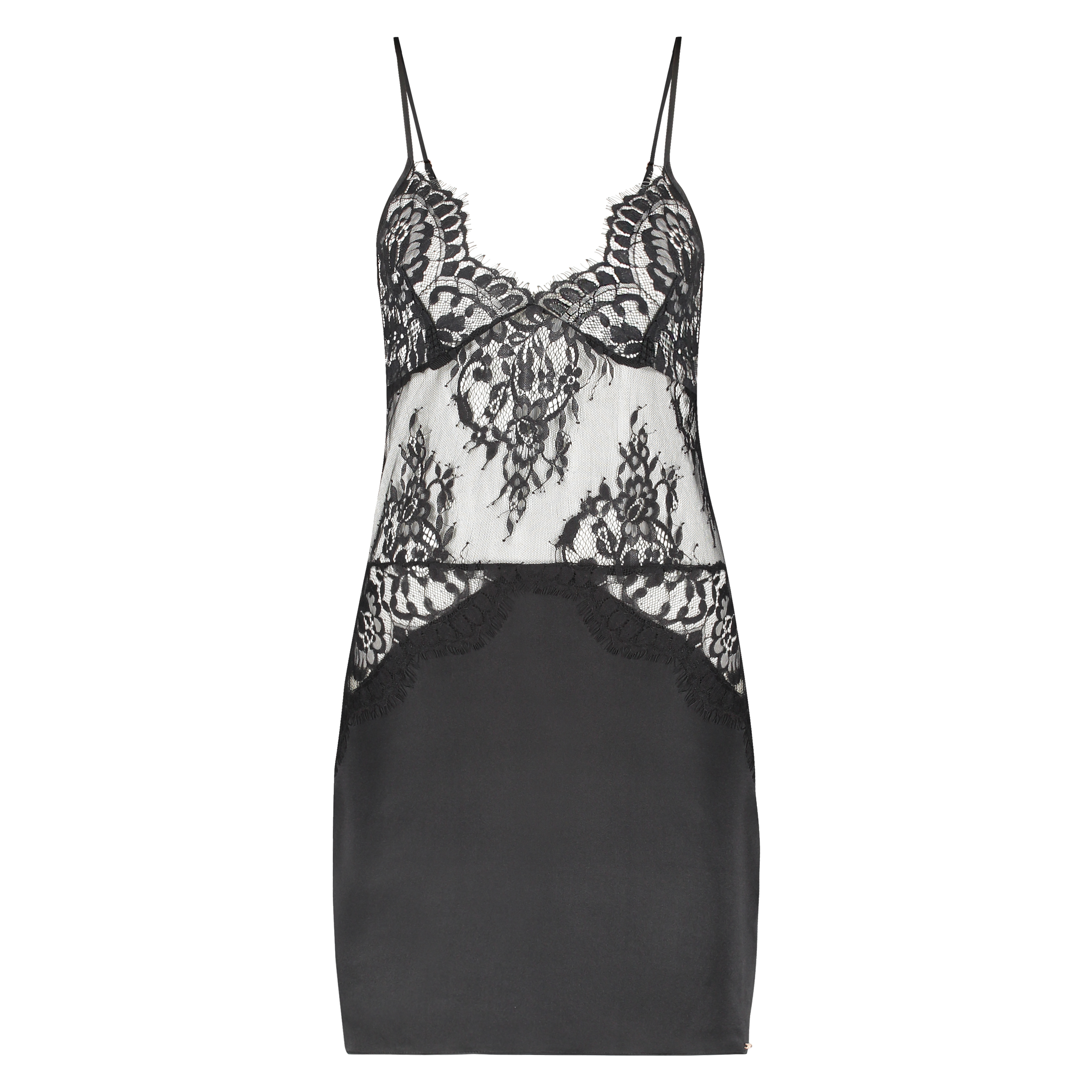 Silk Slip Dress, Czarny, main