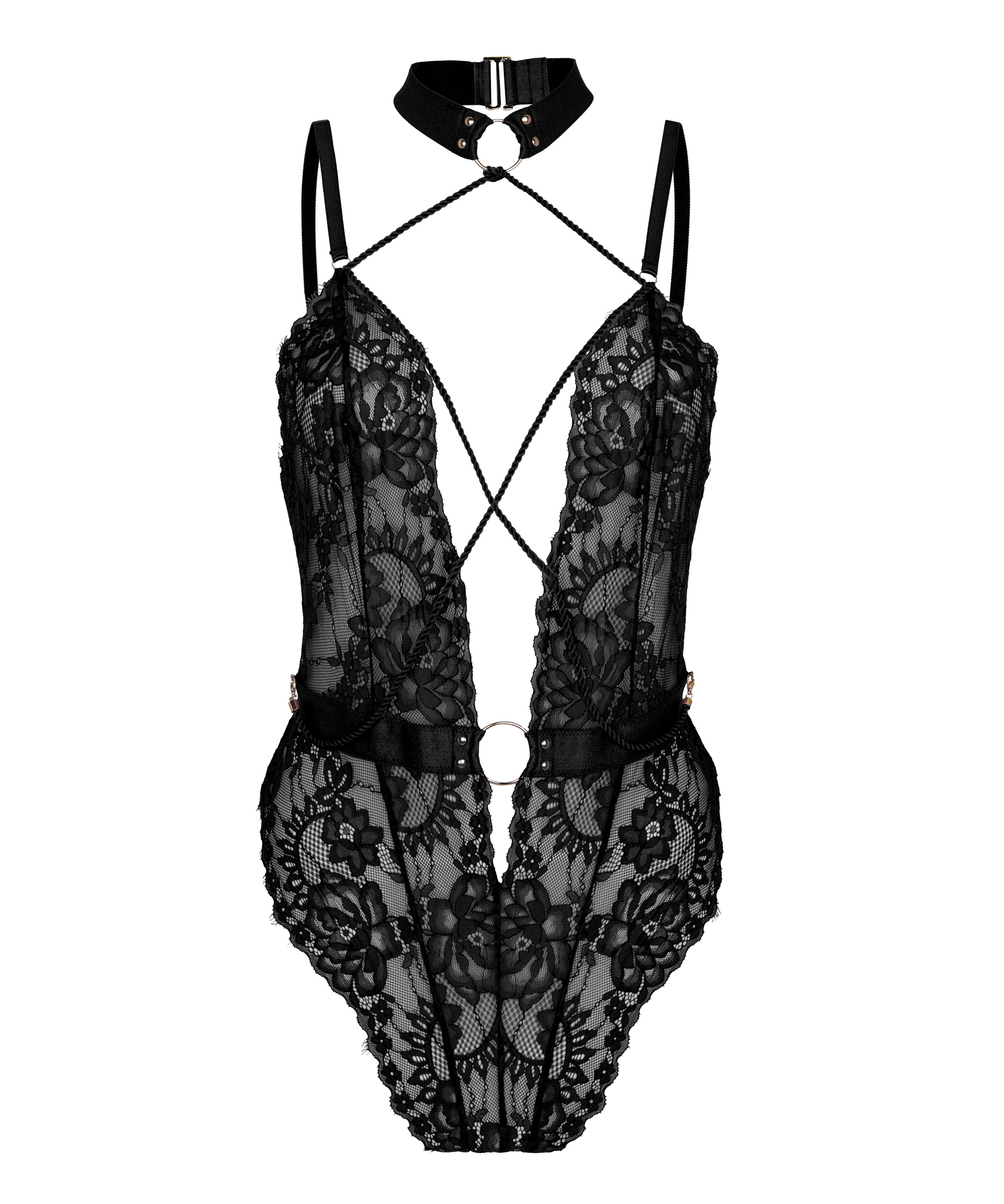 Body z otwartym krokiem Brandy Private, Czarny, main