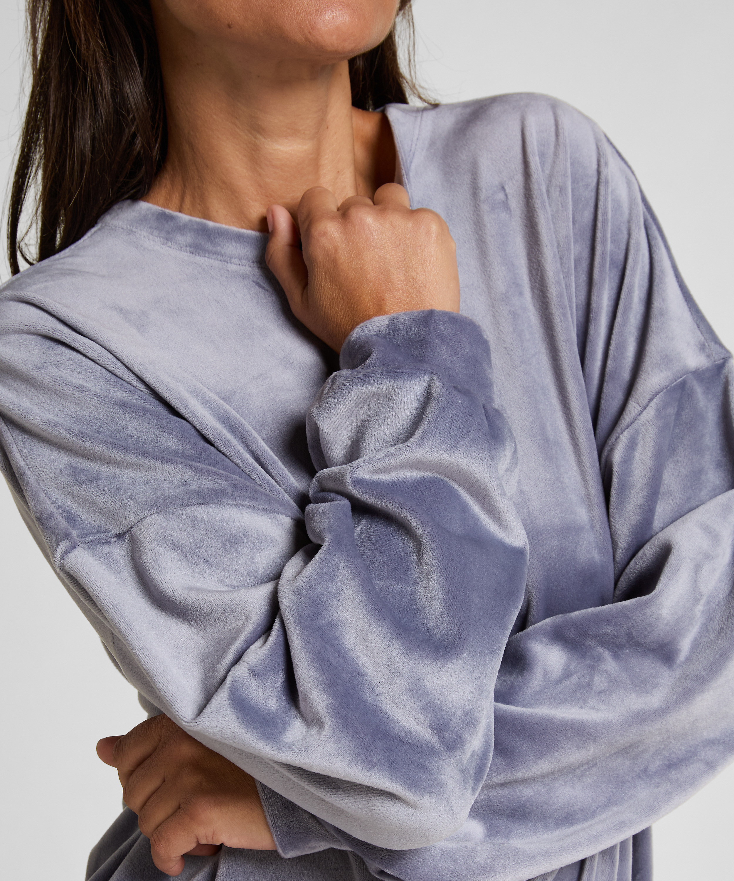 Welurowy top, Niebieski, main