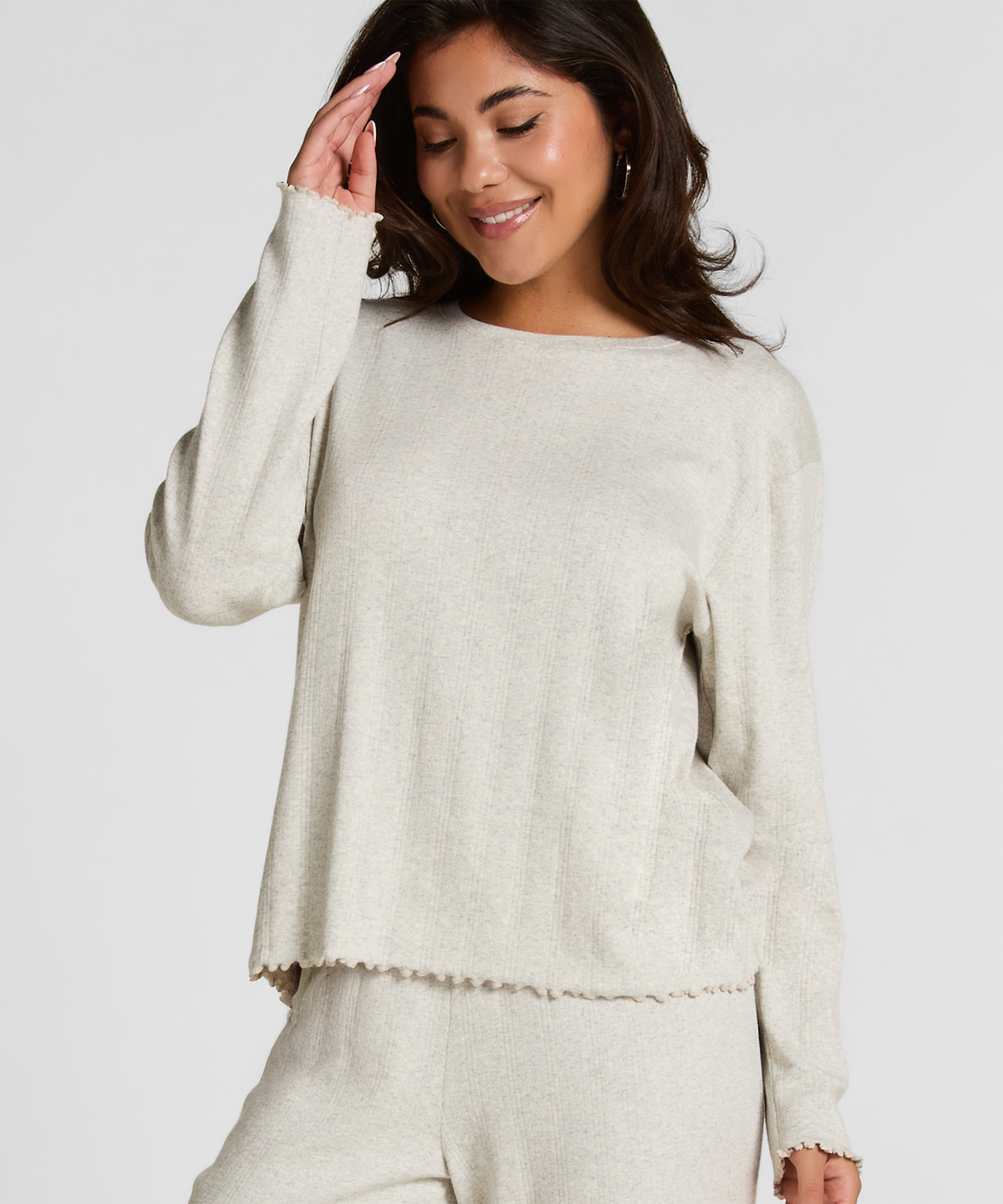 Piżama Top Loose Pointelle, Szary, main