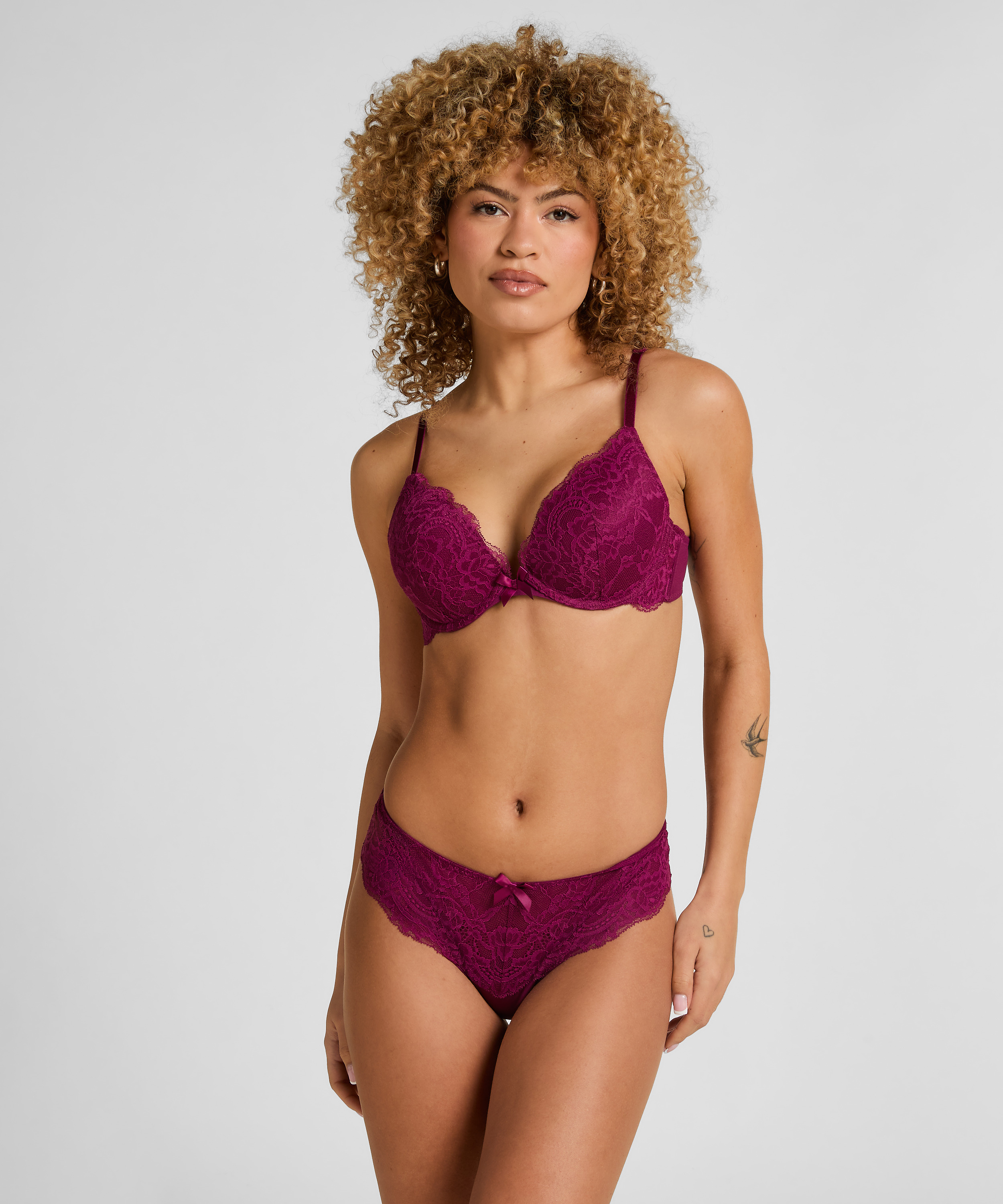 Biustonosz usztywniany push-up z fiszbinami Teddy, Fioletowy, main
