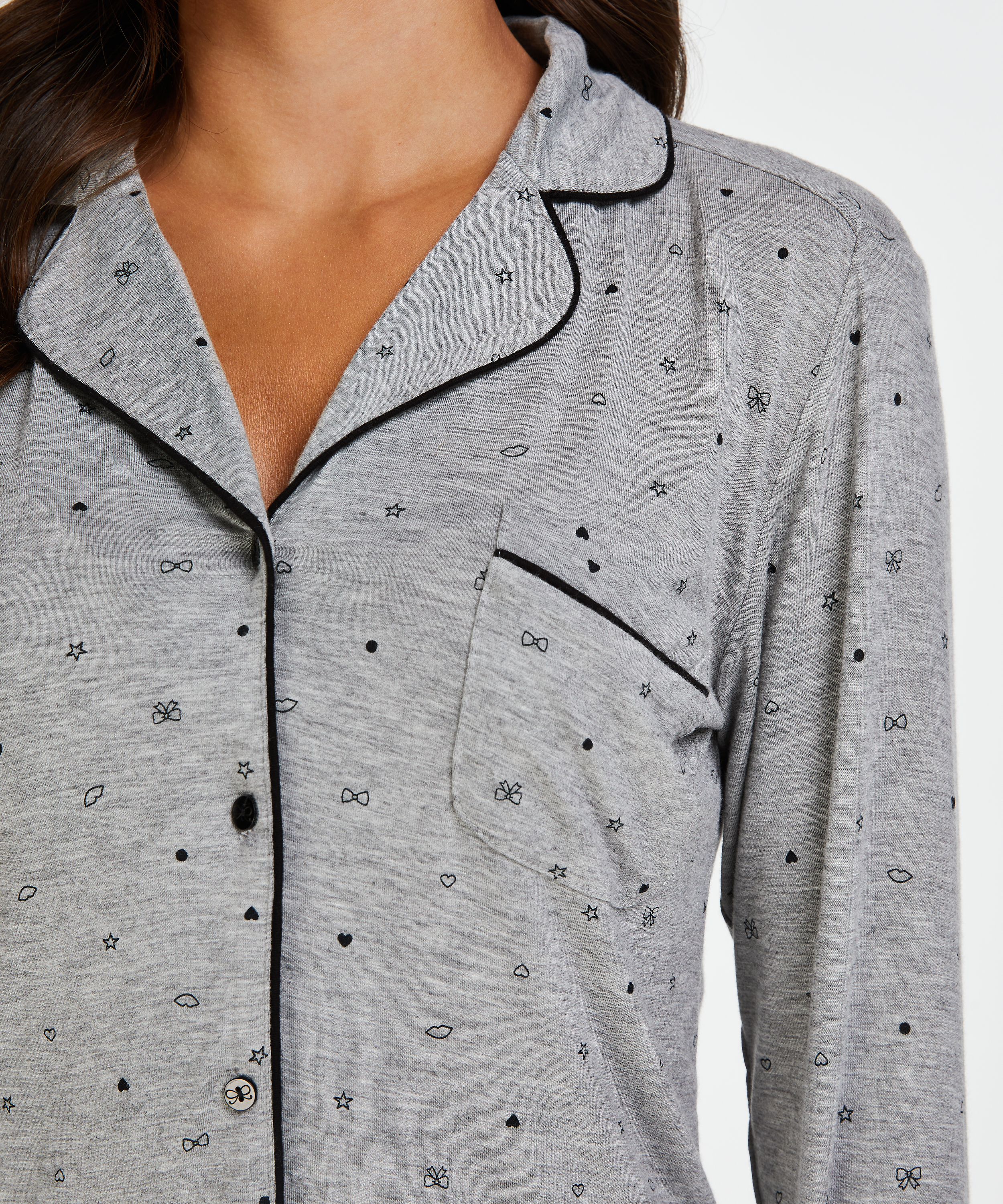 Long Pajama Set, Szary, main