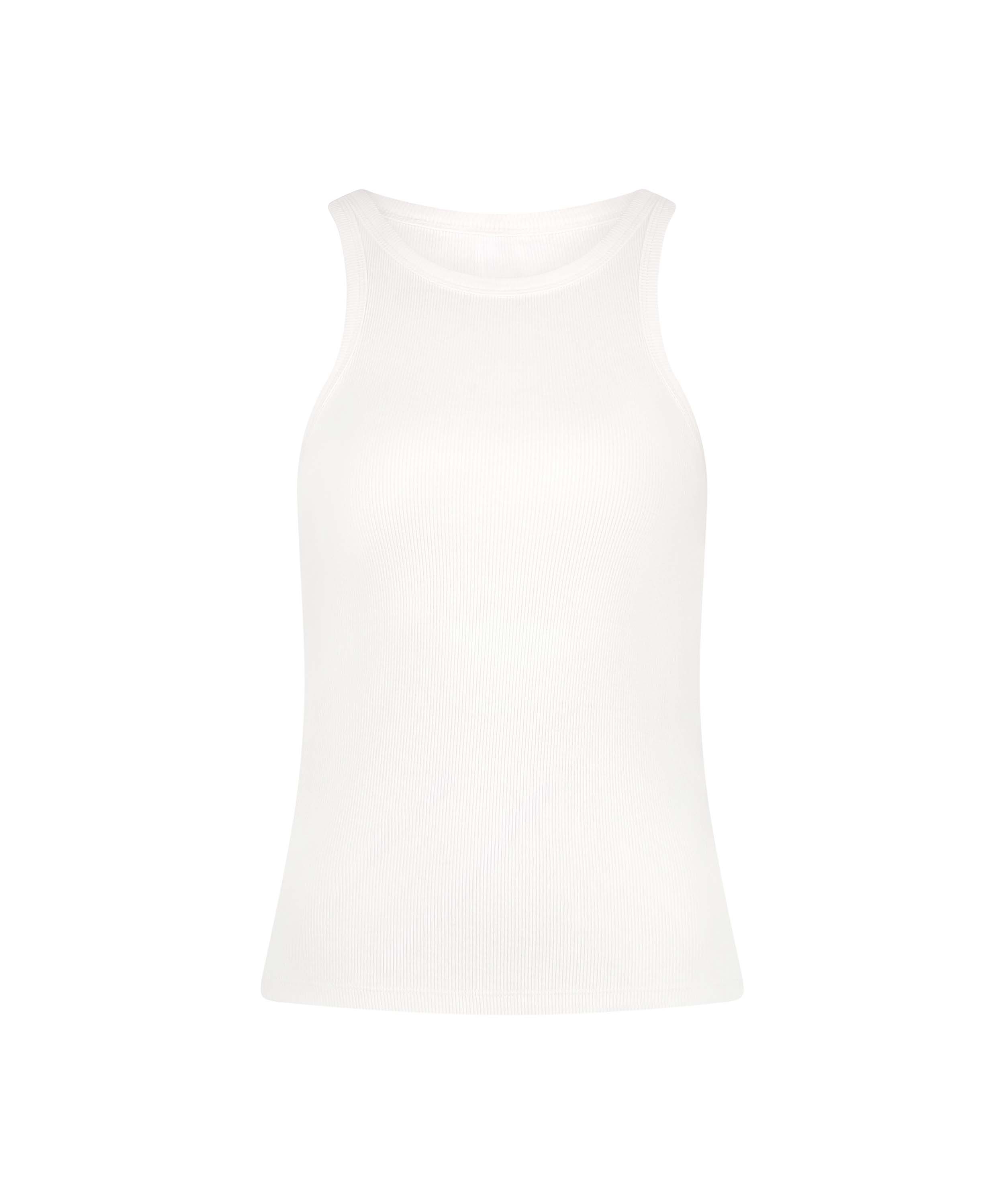 Singlet top z miękkiej bawełny, Biały, main