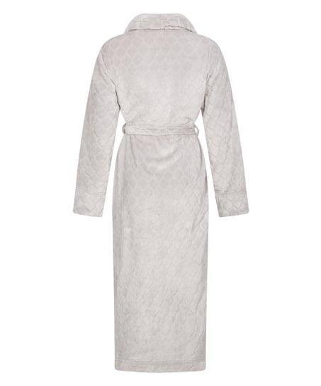 Long Fleece Bathrobe, Szary