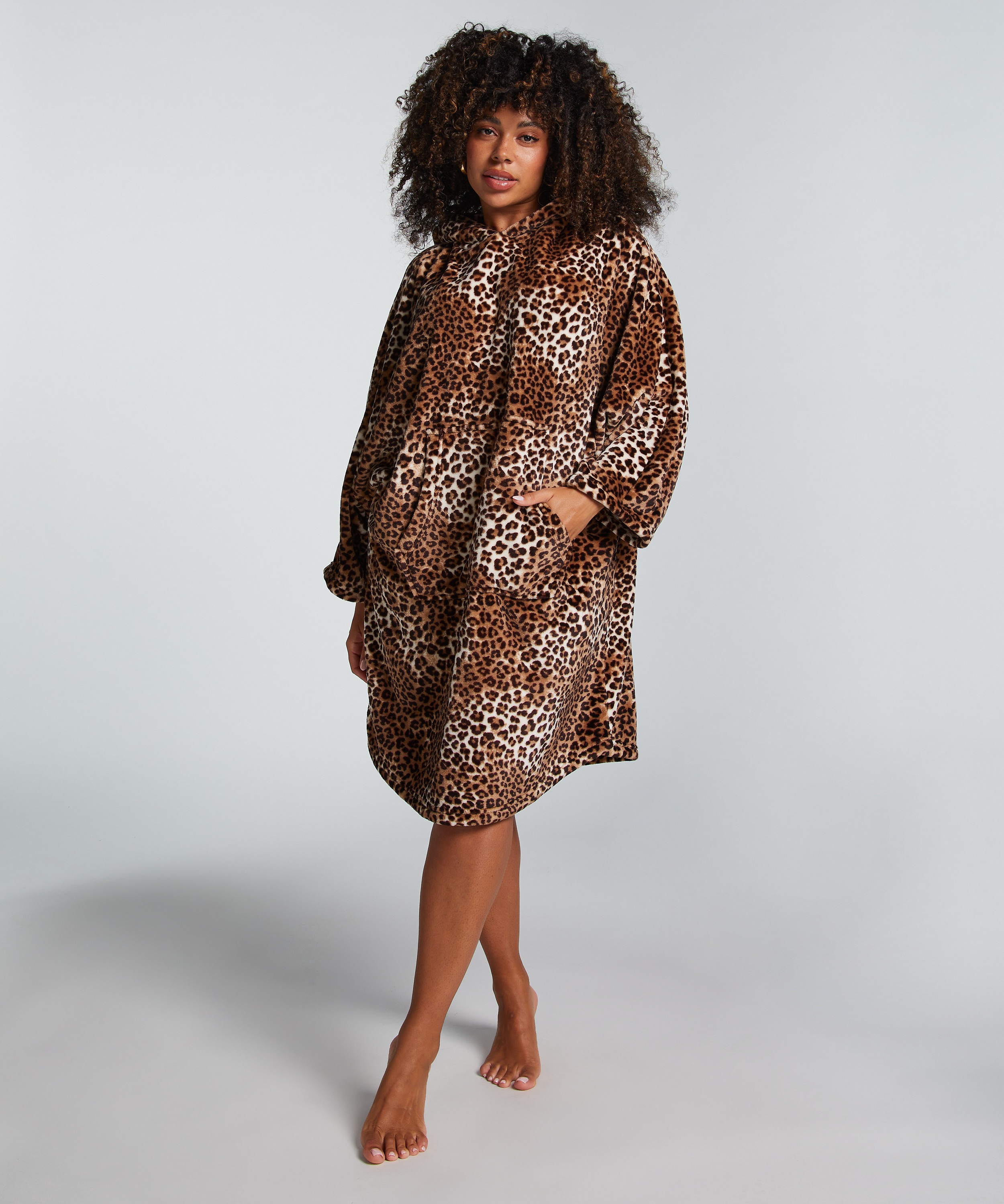 Flanelowa bluza z kapturem, Beżowy, main