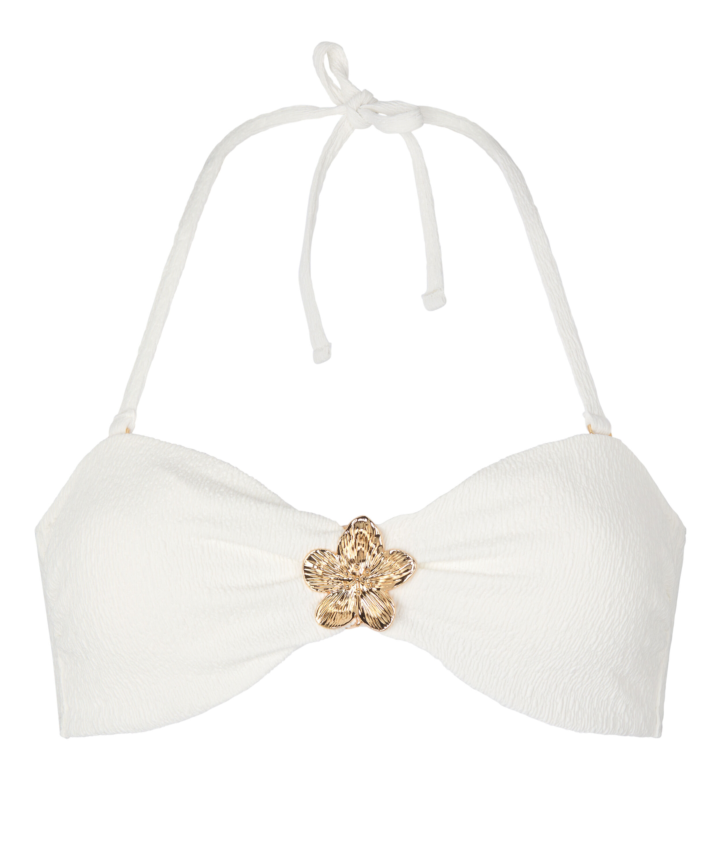 Niewyściełany Biustonosz Bikini z Fiszbinami Crinkle, Biały