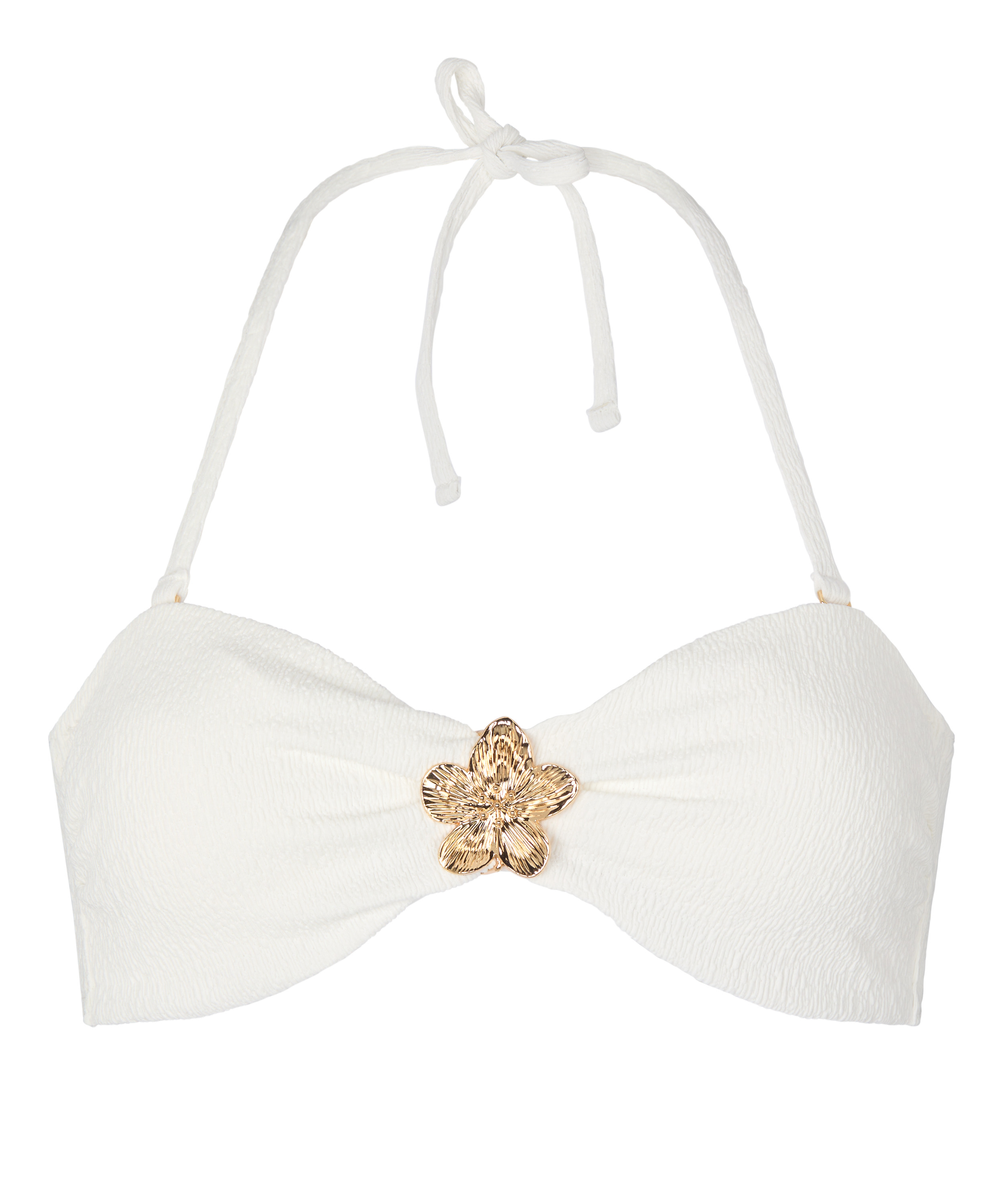 Niewyściełany Biustonosz Bikini z Fiszbinami Crinkle, Biały, main