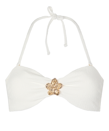 Niewyściełany Biustonosz Bikini z Fiszbinami Crinkle, Biały