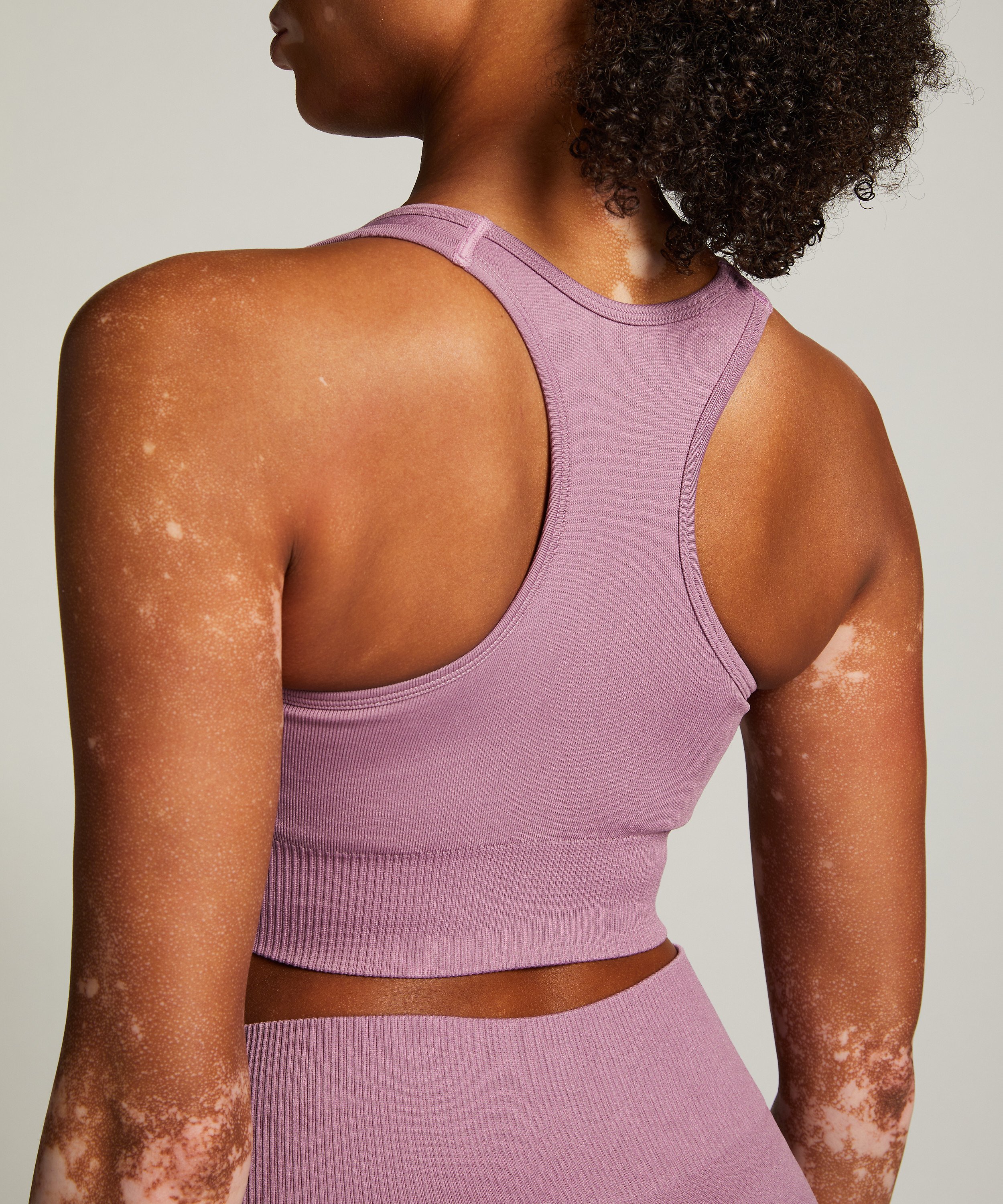 Biustonosz sportowy bezszwowy HKMX Zebra, Fioletowy, main