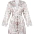 Satynowe Kimono w Kwiatowy Wz&oacute;r, Biały