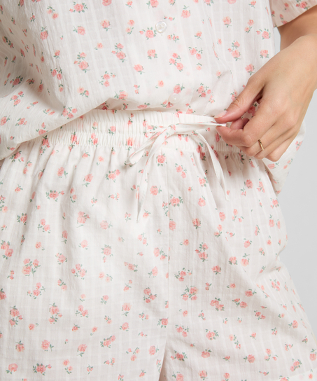 Tkane szorty od piżamy, Biały