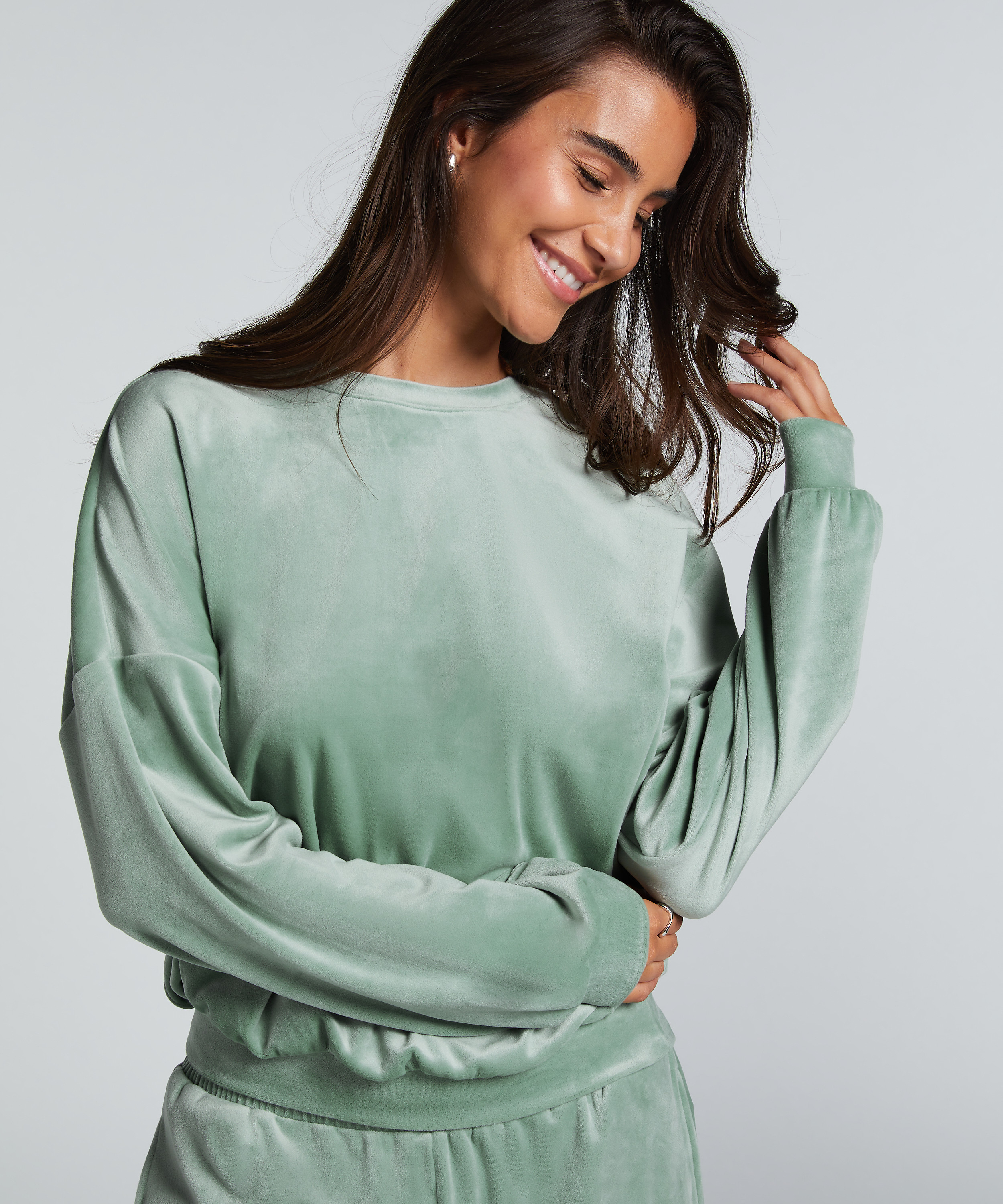 Welurowy top, Zielony, main