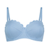 G&oacute;ra od bikini push-up z fiszbinami, z falowanym brzegiem, miseczki A &ndash; E, Niebieski