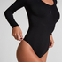 Bezszwowe body ze stringami Shaping, Czarny