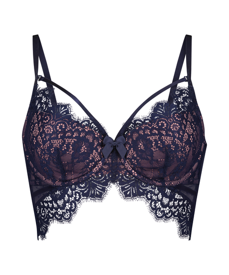 Usztywniany biustonosz typu longline z fiszbinami Marliee, Niebieski