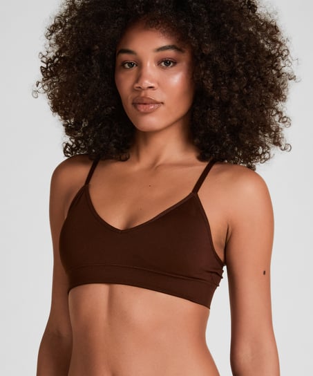 Tr&oacute;jkątny biustonosz bralette Dide, Brązowy