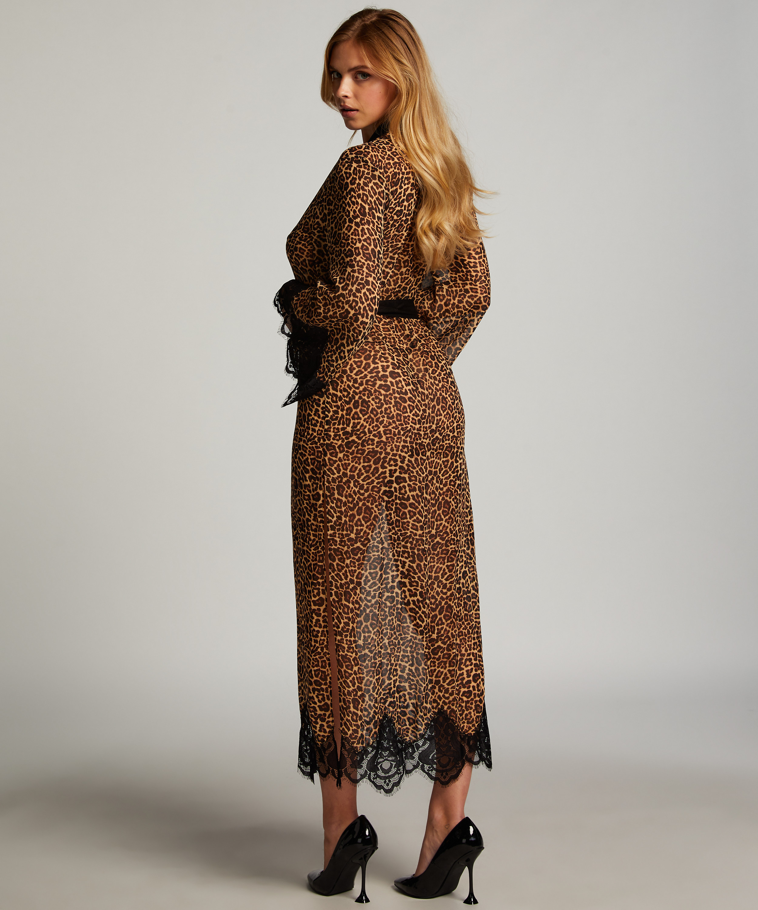 Szyfonowe kimono, Czarny, main