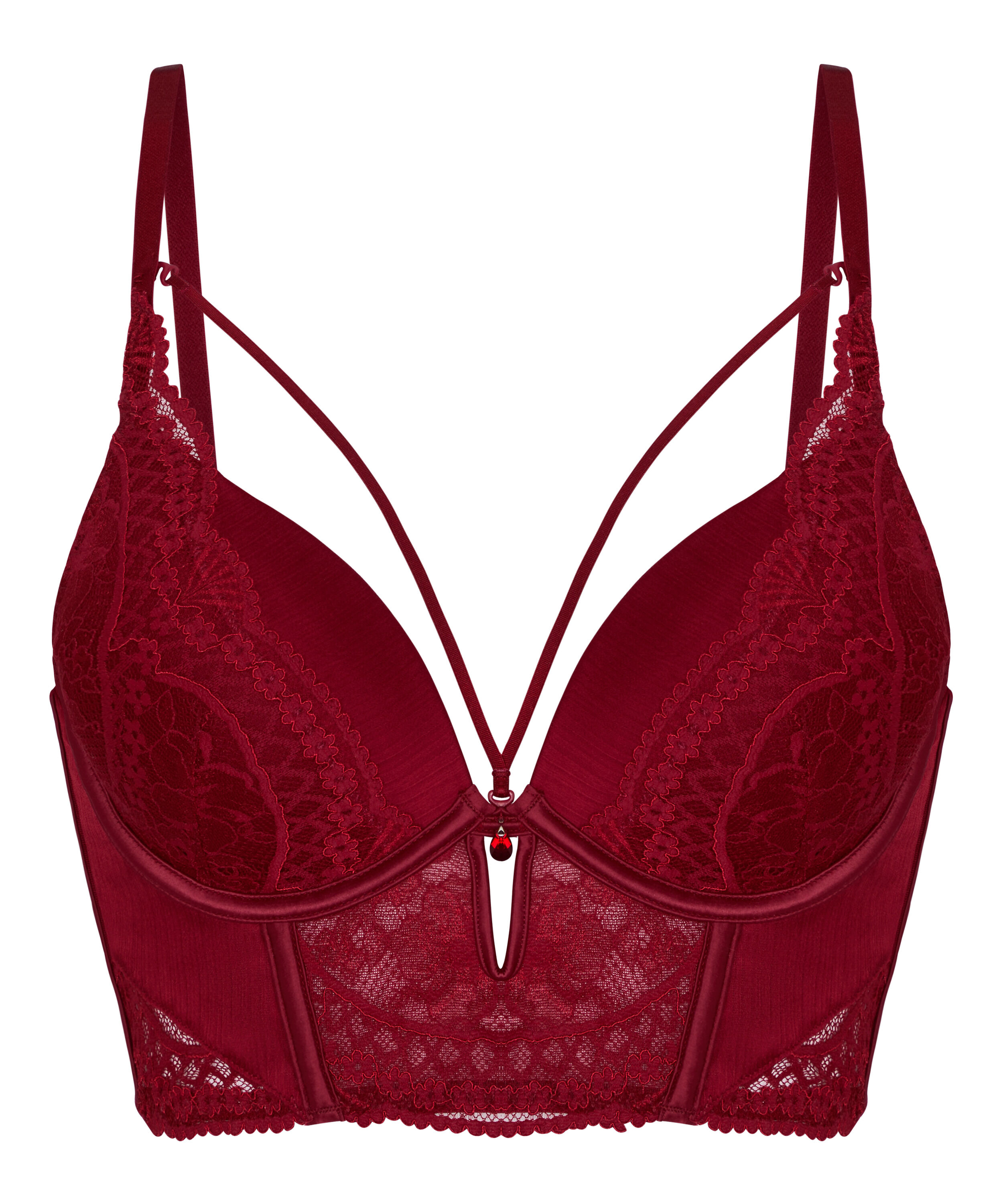 Biustonosz typu push‑up longline Tosca, Czerwony