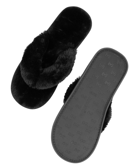 Kapcie Fake Fur, Czarny