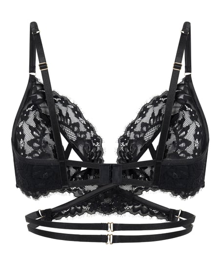 Otwarty biustonosz bralette Anna, Czarny