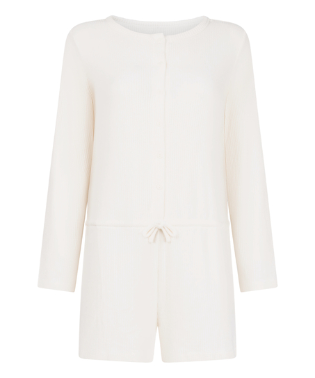 Kr&oacute;tkie onesie z dżerseju w prążki, Biały