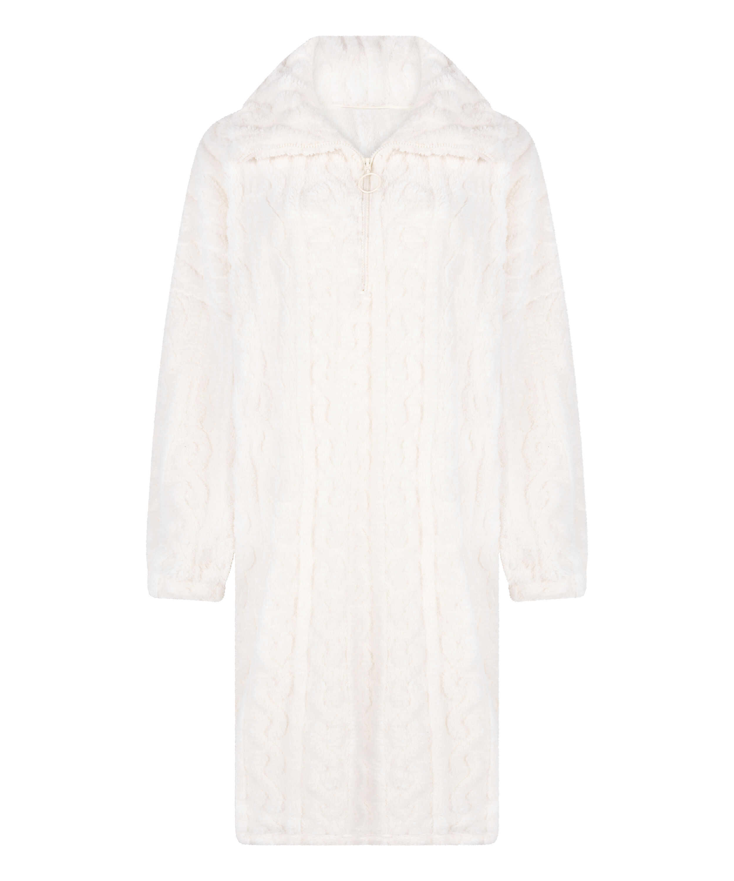 Poncho z Polarowego Splotu Warkoczowego, Biały