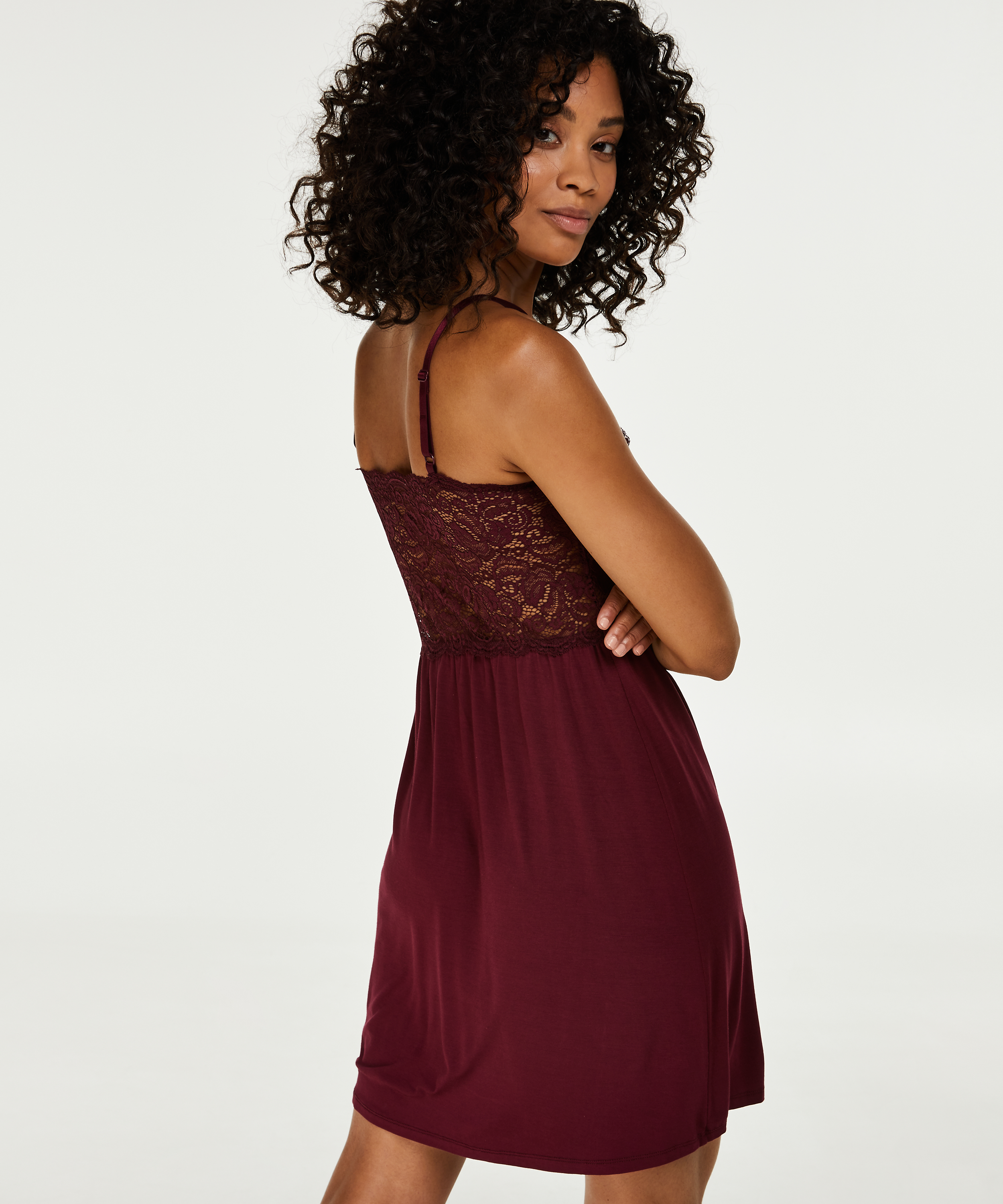 Jersey lace slipdress, Czerwony, main