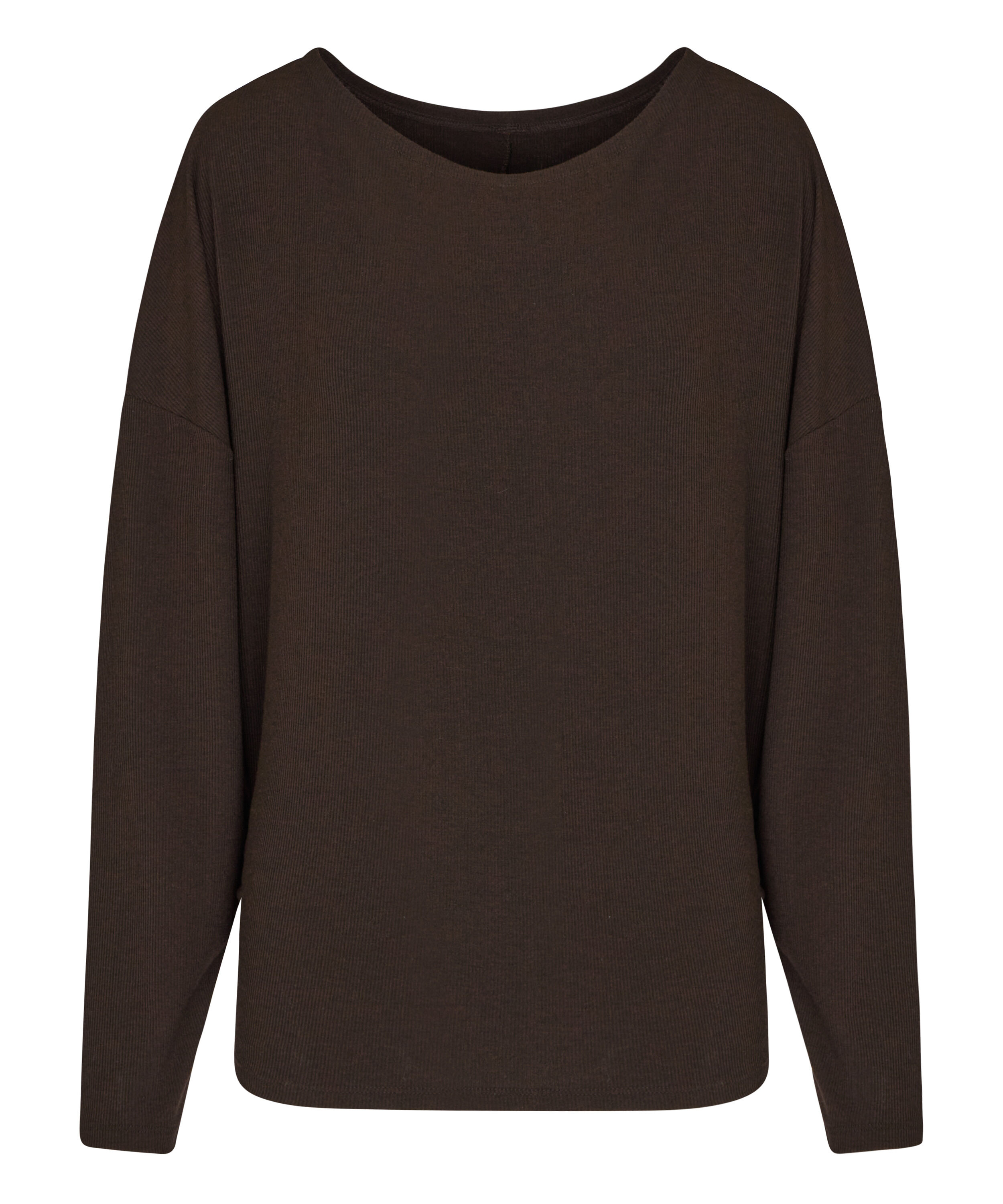 Top z Długim Rękawem Premium Rib Batwing, Brązowy