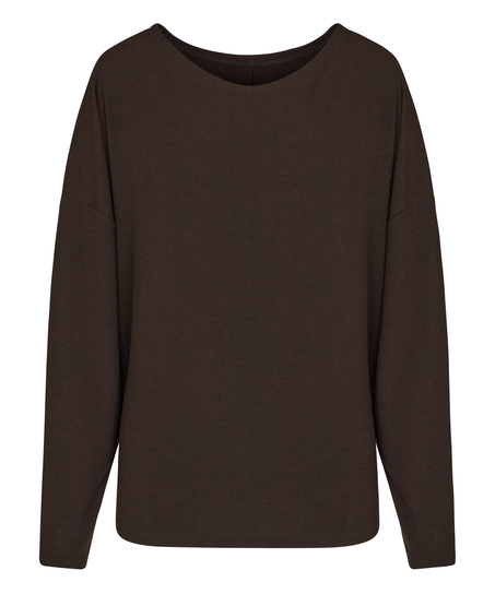 Top z Długim Rękawem Premium Rib Batwing, Brązowy