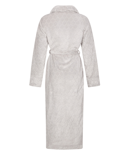 Long Fleece Bathrobe, Szary