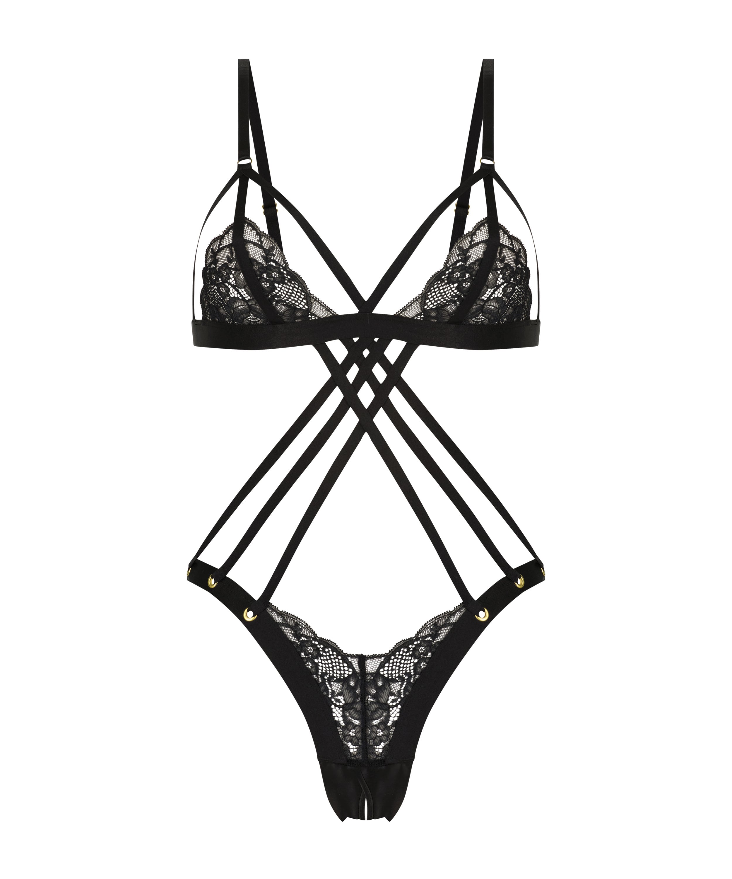 Body z odkrytym kroczem Elouise Private, Czarny, main