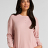 Top z tkaniny wafel Henley, R&oacute;żowy