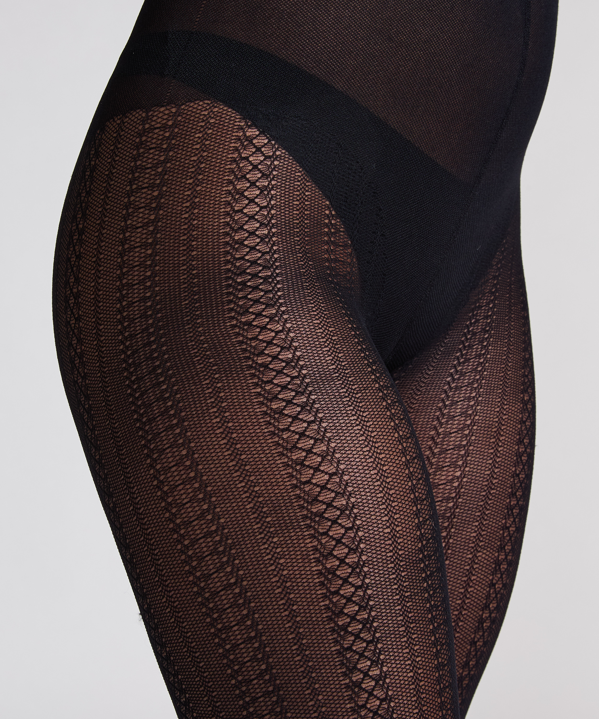 Rajstopy z graficznym paskiem, Czarny, main