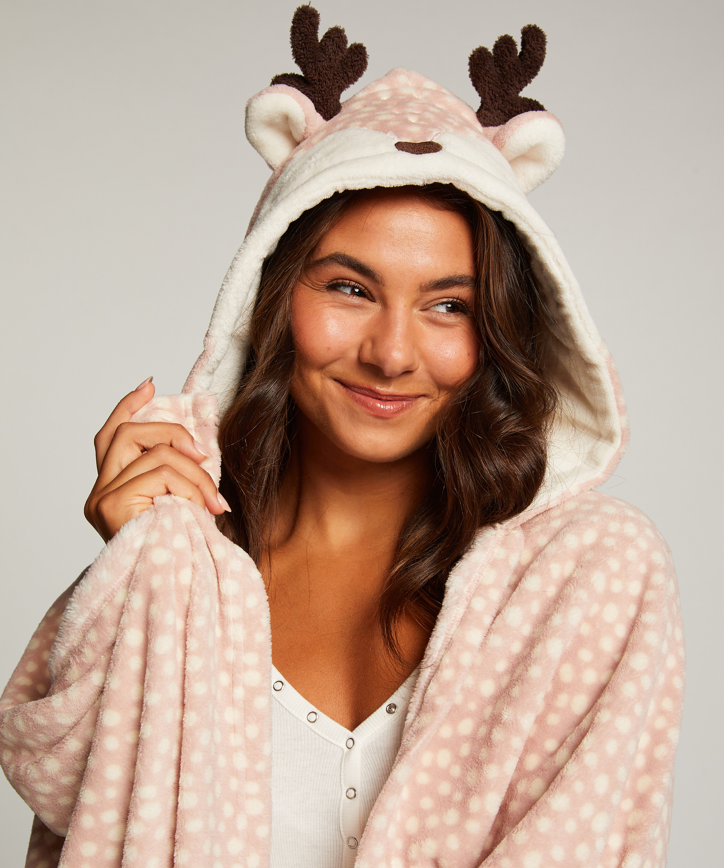 Reindeer cuddly blanket, Różowy, main