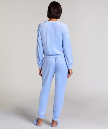 Welurowy top, Niebieski