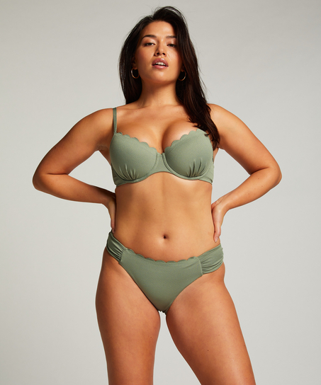 Usztywniany top bikini z fiszbinami Scallop, Zielony