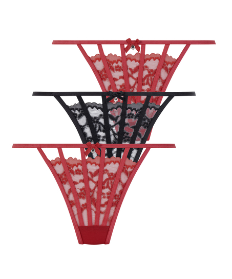 Stringi, zestaw 3 sztuk, Czerwony