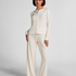Kardigan z Prążkowanego Jerseya, Biały