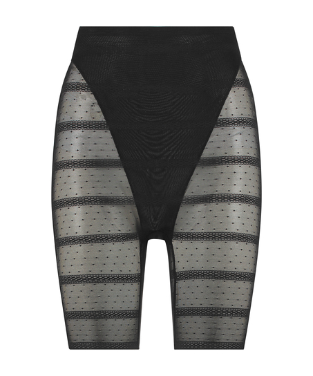 Ujędrniające, szczuplejsze spodnie z siateczki, Czarny