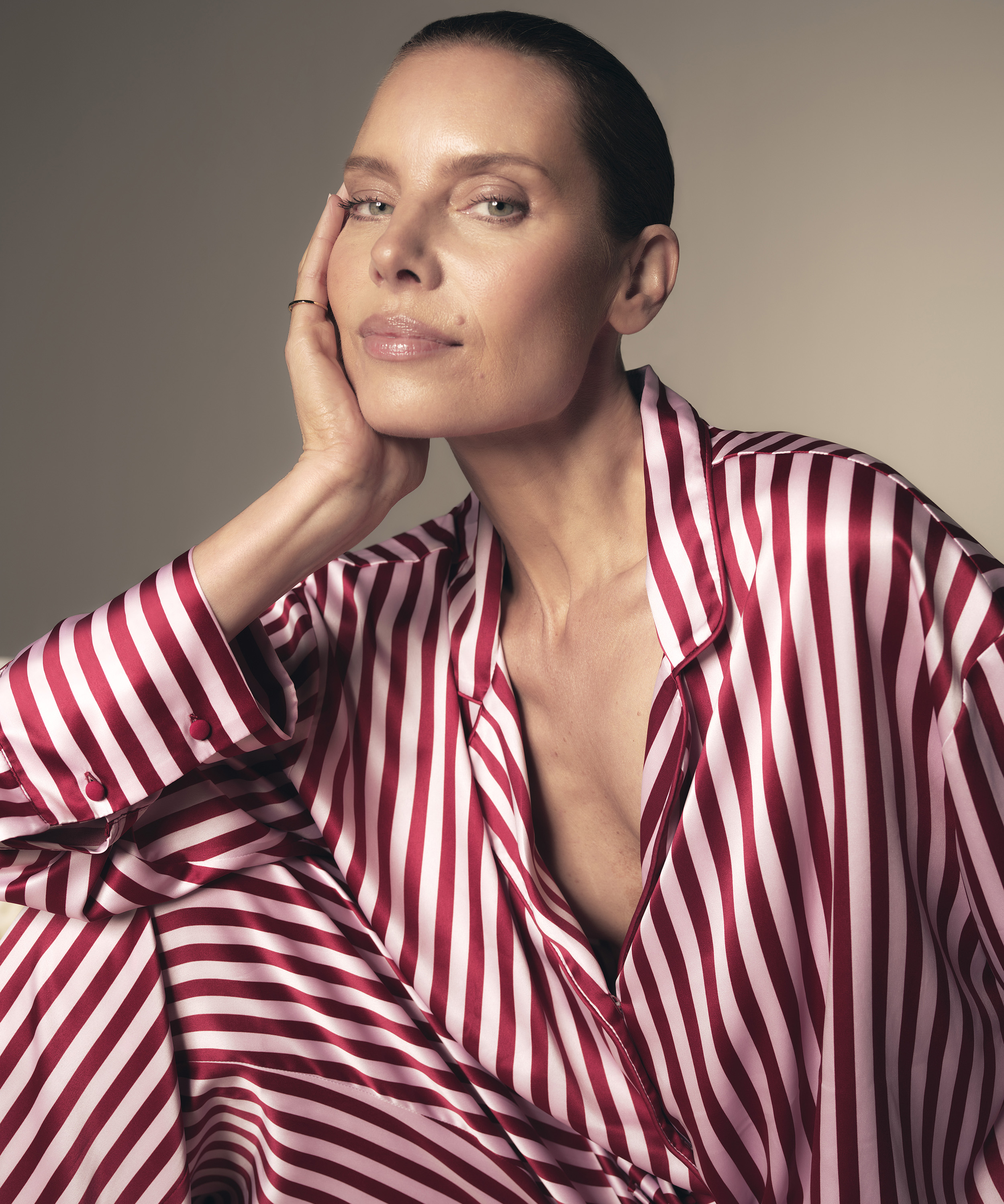 Kurtka z satyny z długimi rękawami, R&oacute;żowy, main