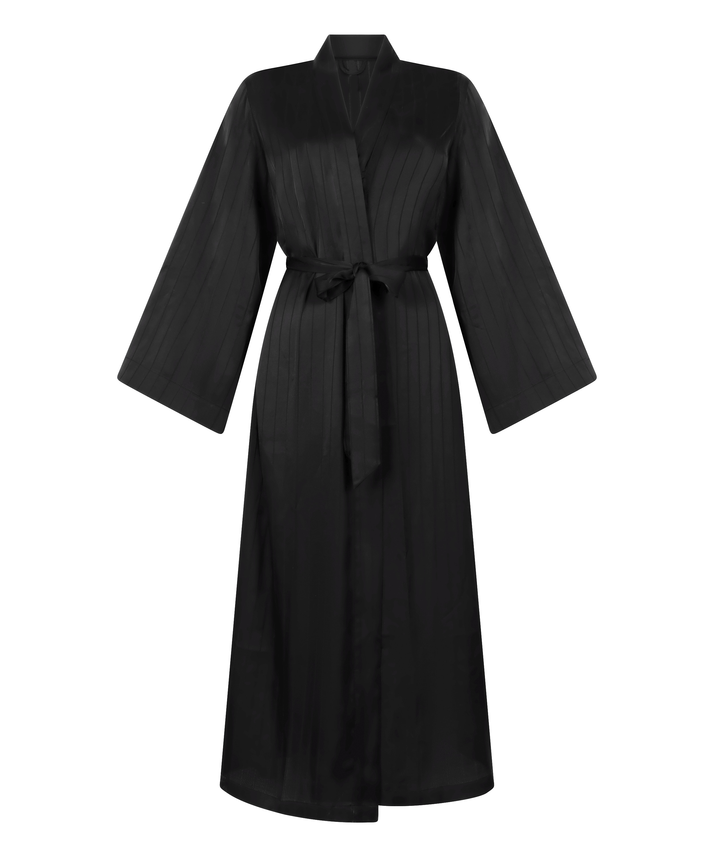 Kimono satynowe w prążki, Czarny, main