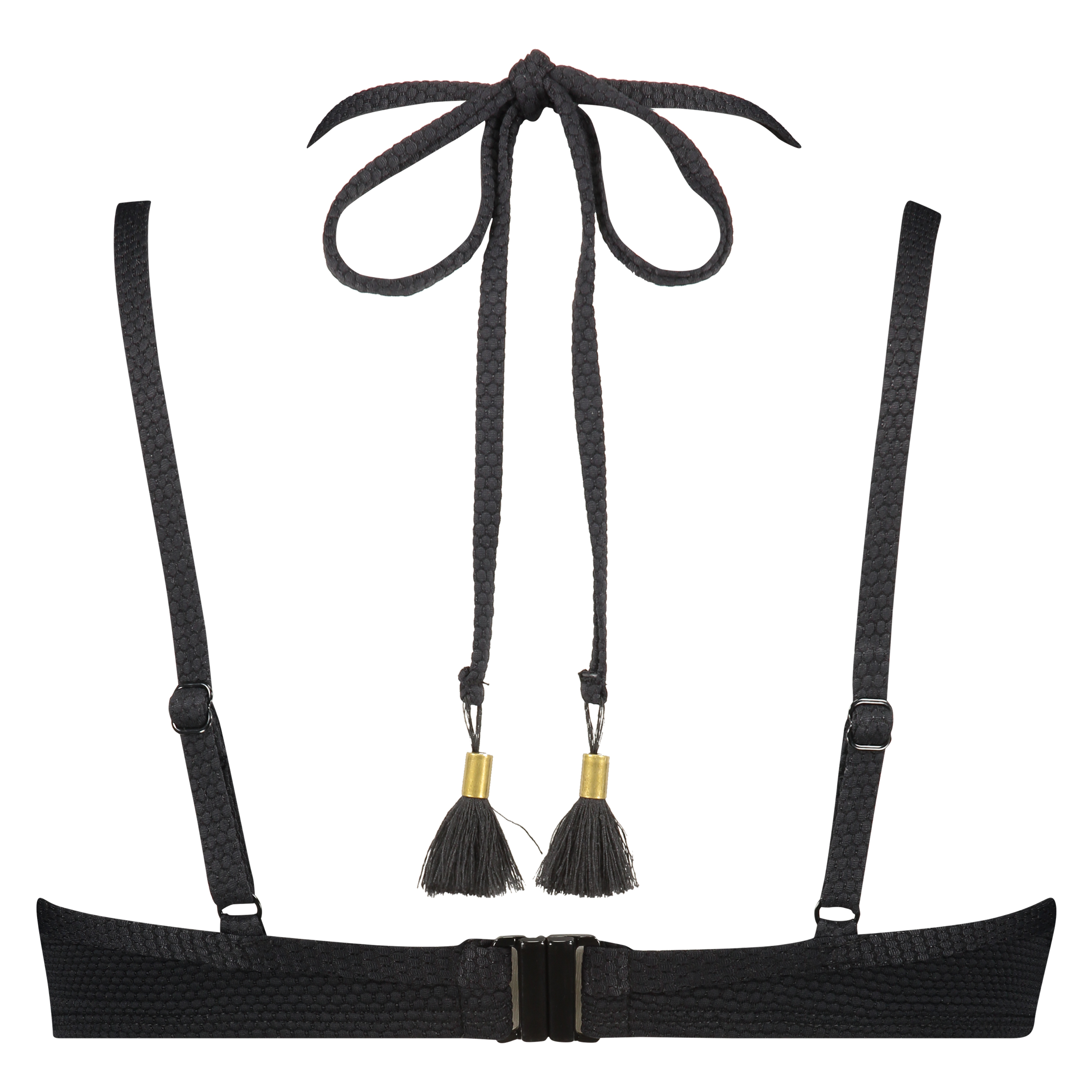 G&oacute;ra od bikini usztywniana, z fiszbinami, z falowanym brzegiem Glam, Czarny, main