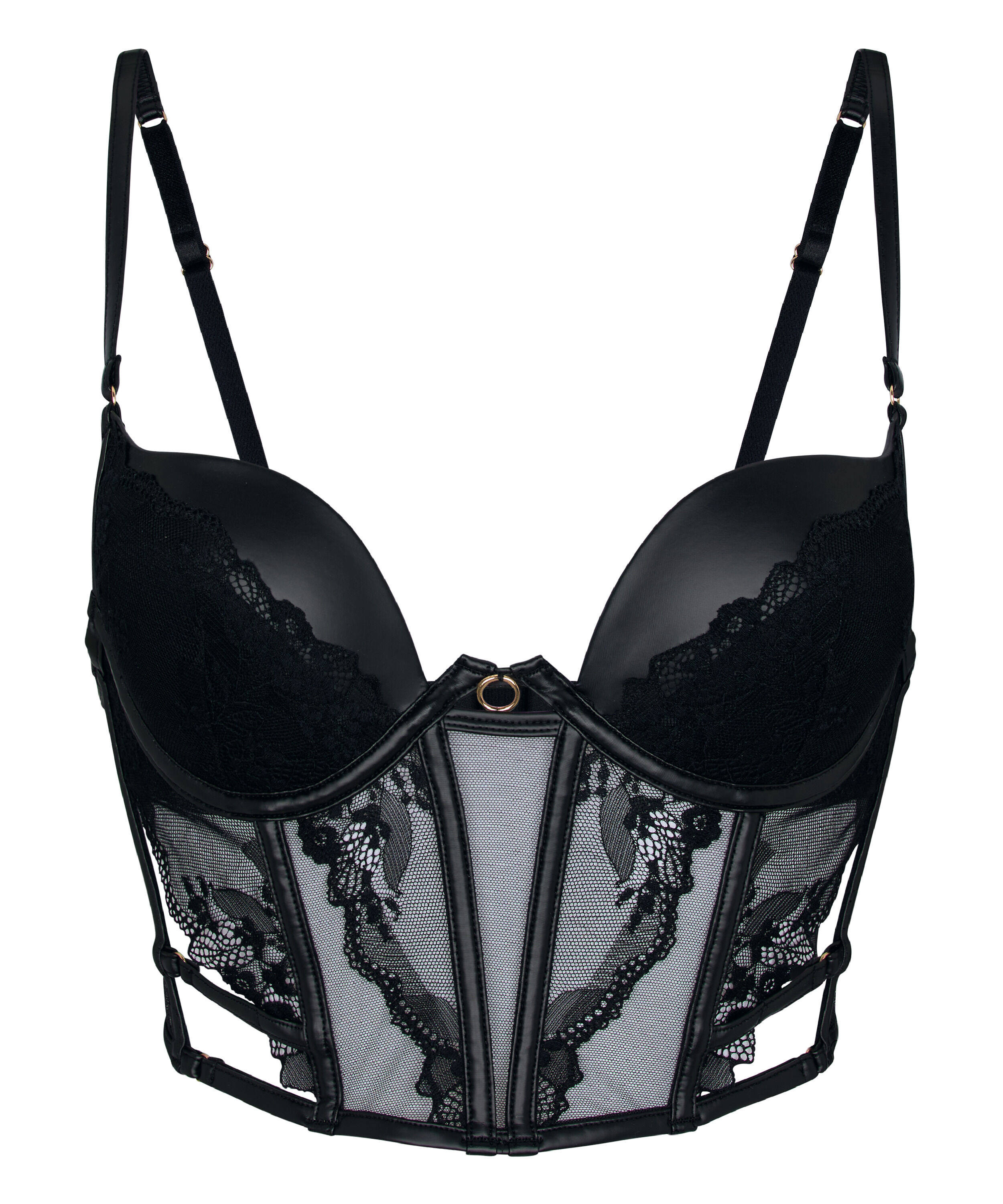 Biustonosz Usztywniany z Fiszbinami Typu Longline Ilenia, Czarny